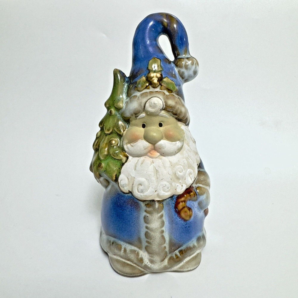 Vintage Ceramic Santa Claus Bell Multicolor Jolly‎ Preowned
